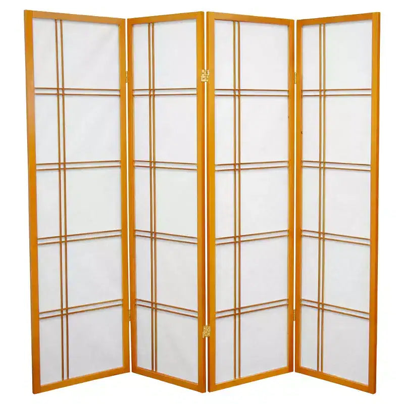 5 ft. Tall Double Cross Shoji Screen (4 Panels) - Oriental Furniture